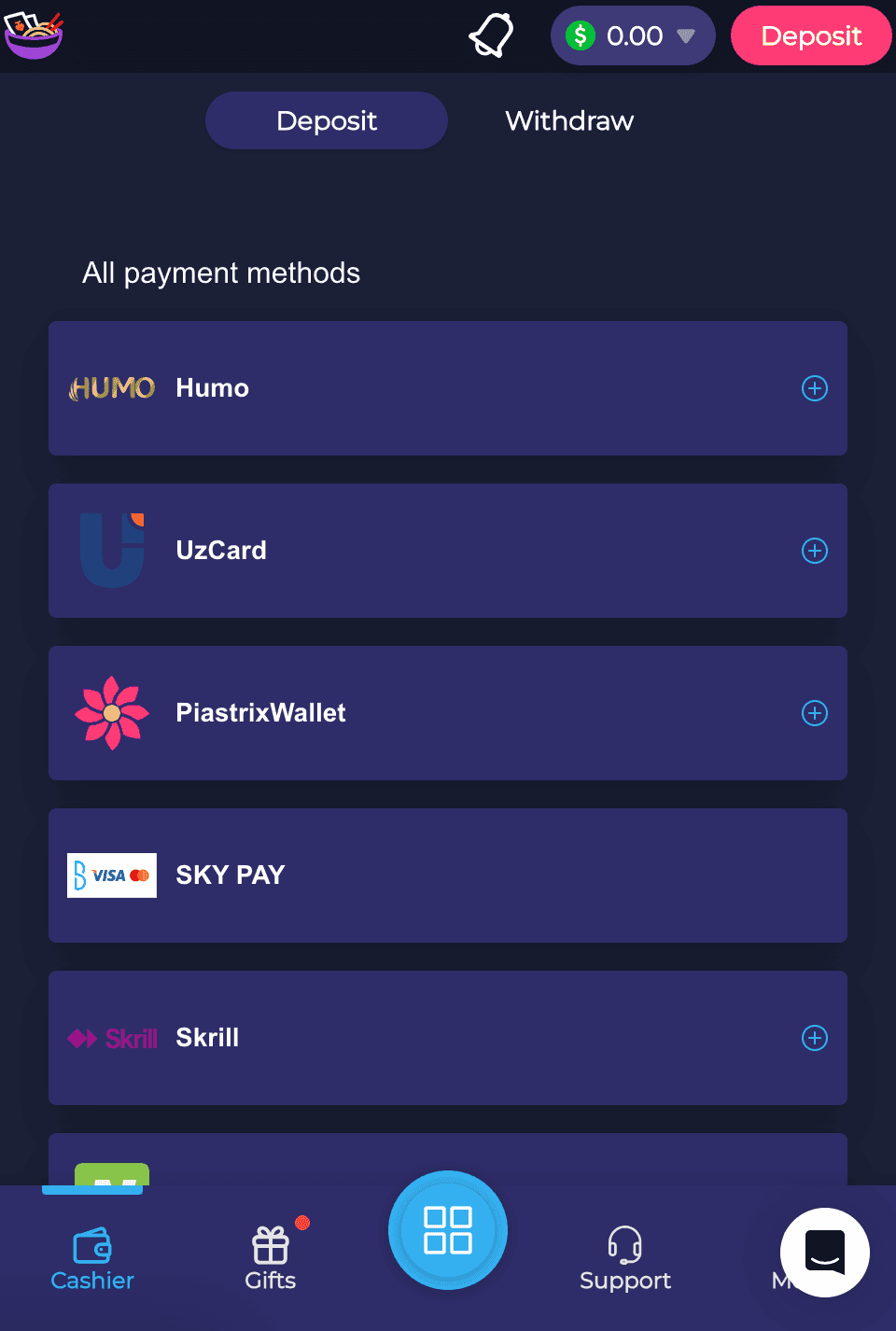Select a payment method 