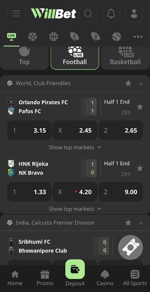 Select one of the Willbet’s deposit methods