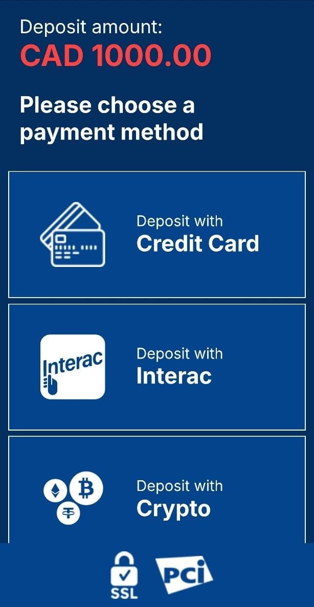 Select the payment method 