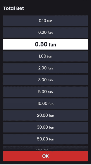 Select your stake by using the USD bet options 