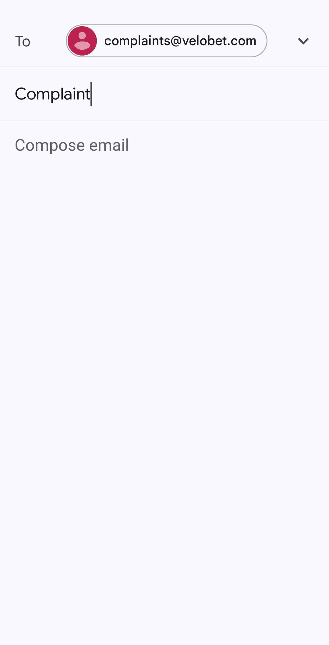 Send an email to complaints@velobet.com