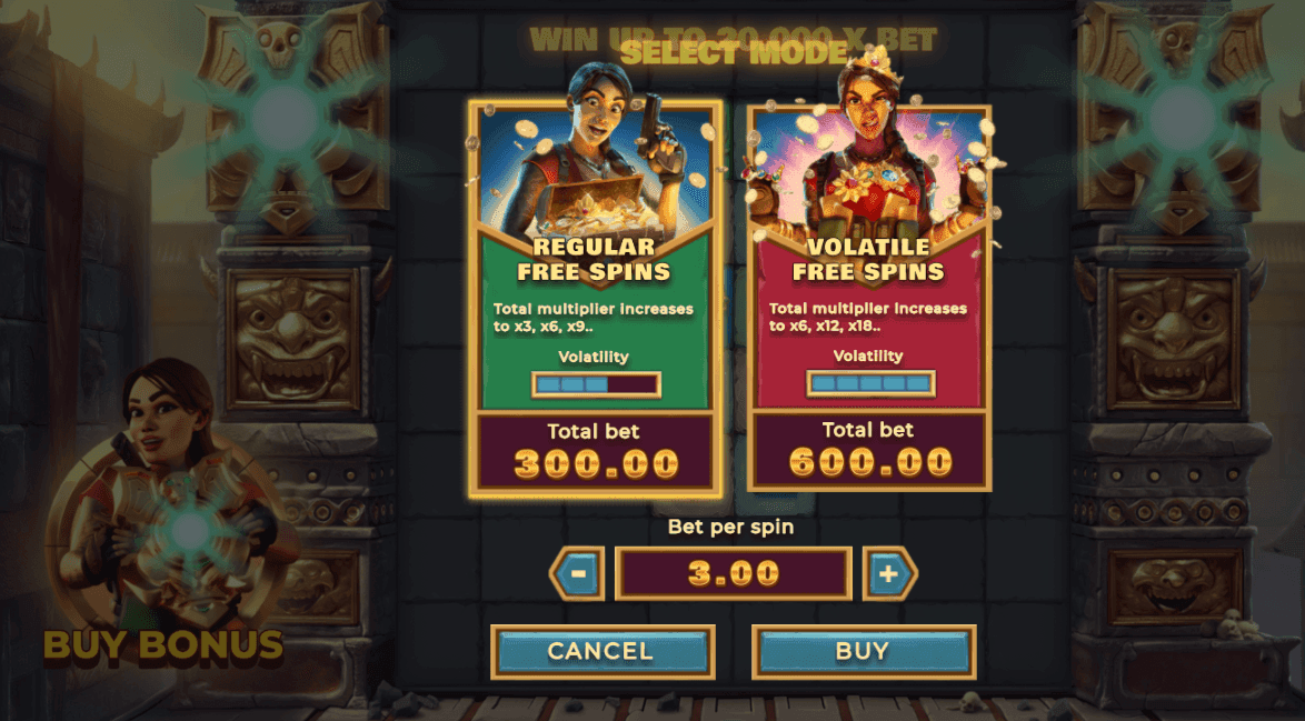 Set your bet size before spinning..