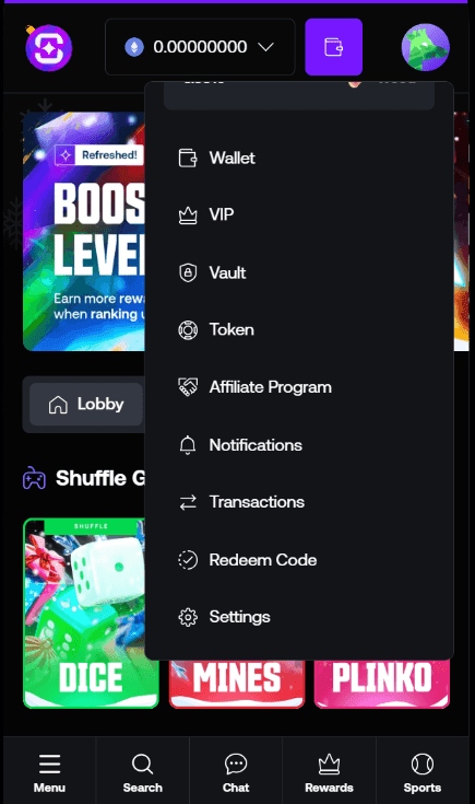 Shuffle Mobile Experience  