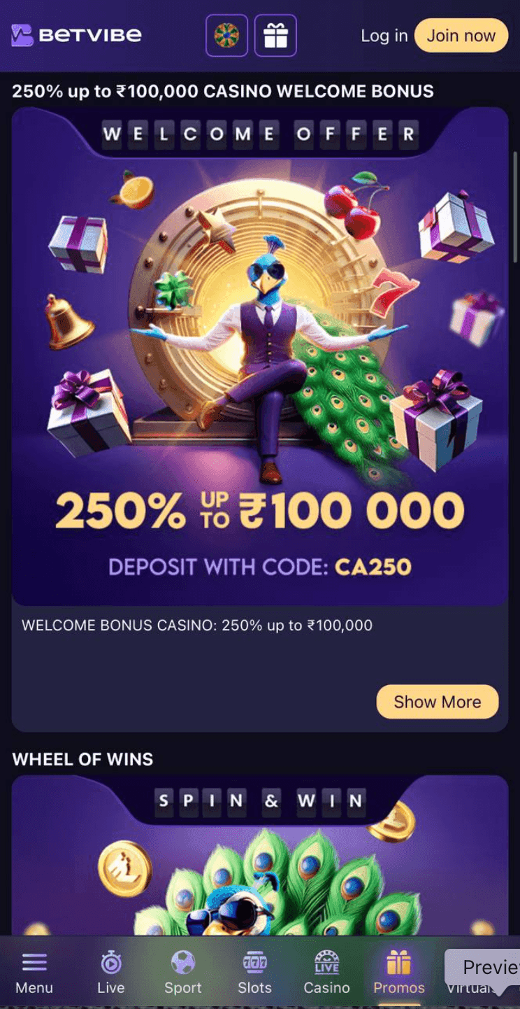 Sports and Casino Welcome Bonus Betvibe