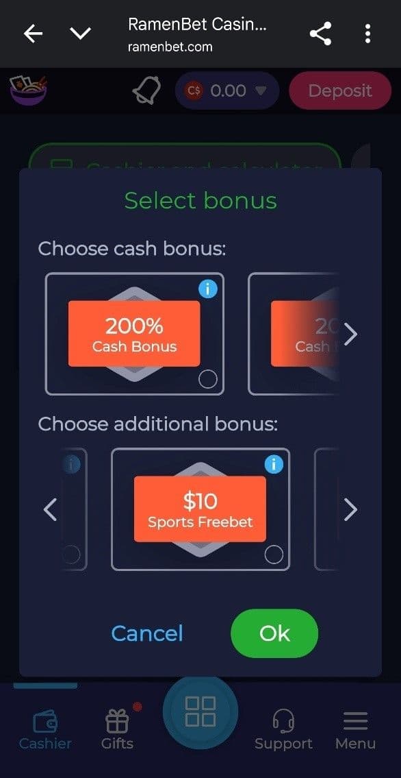 Sports and Casino Welcome Bonus Ramenbet