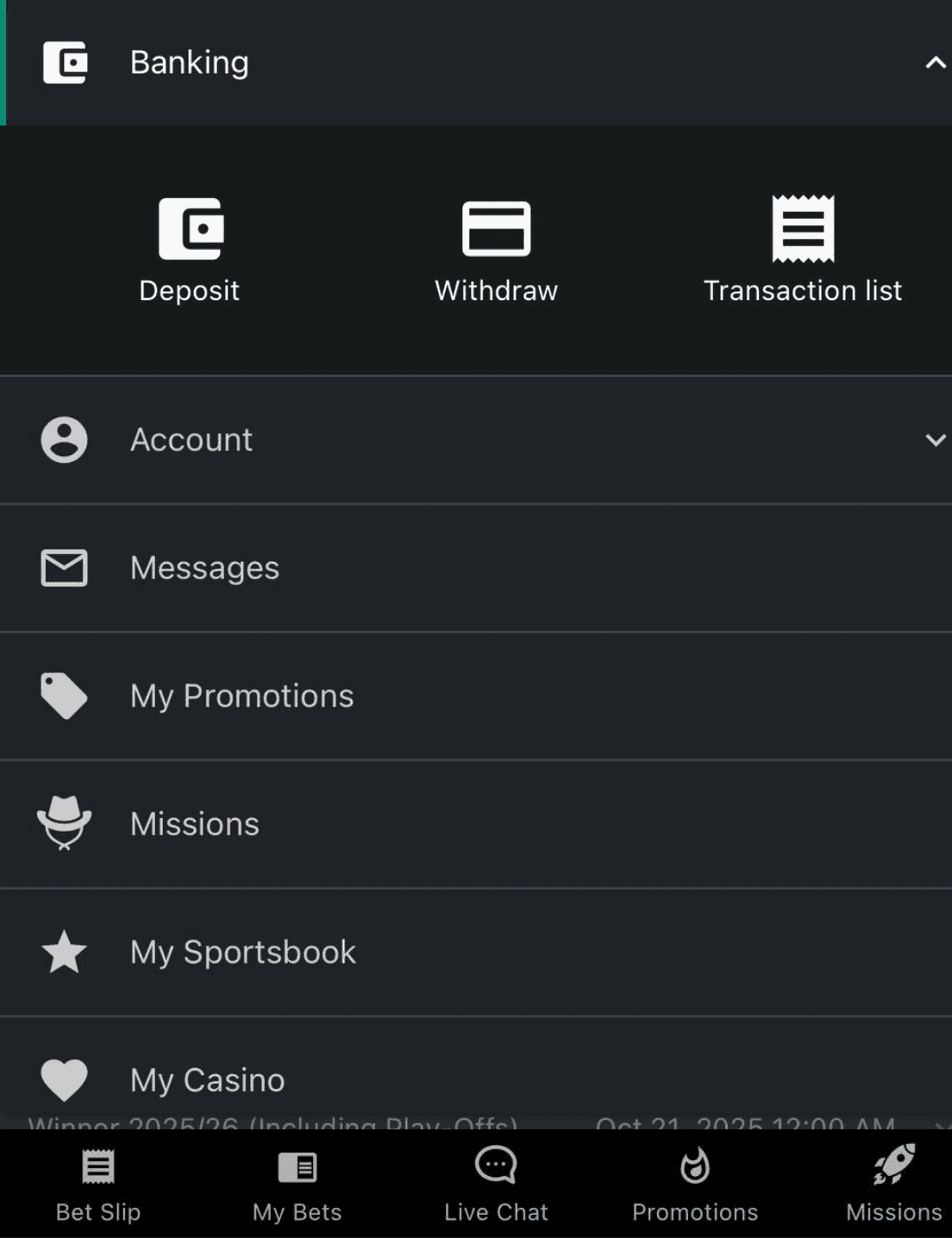 Tap Banking and Withdraw