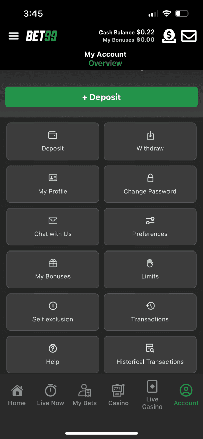 Tap on the “My Account” button