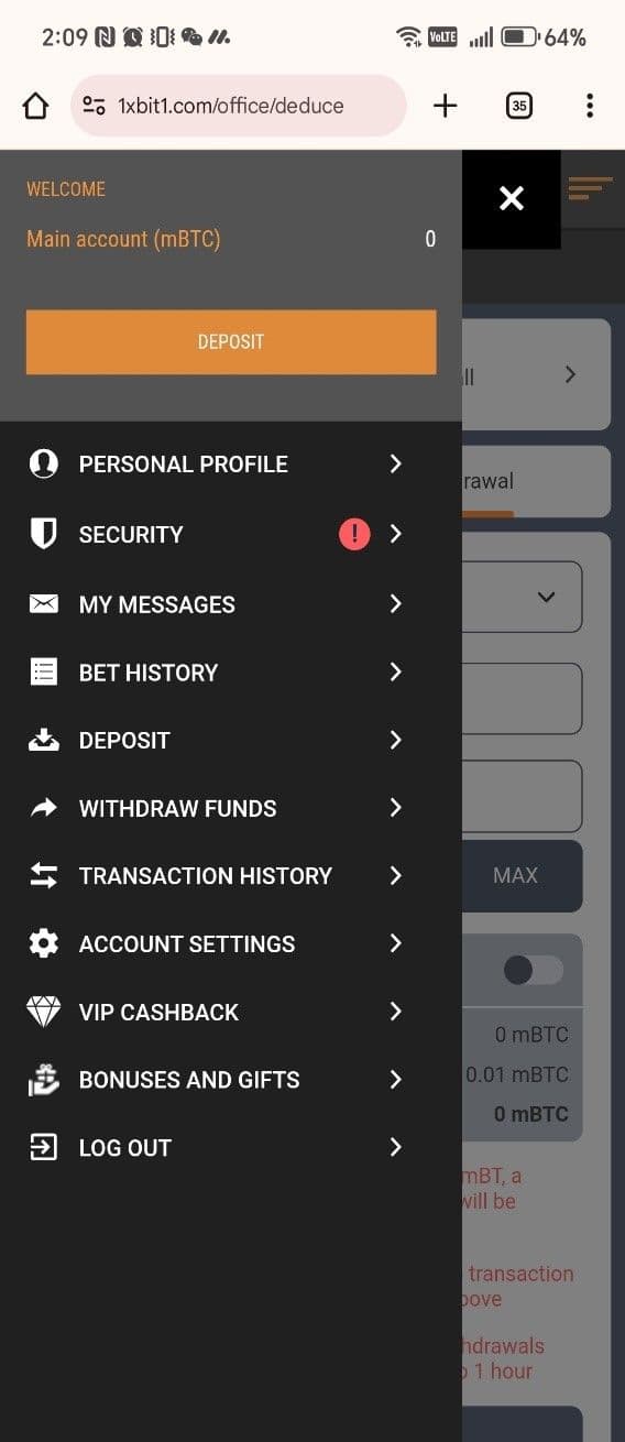 Tap the menu at the top right 