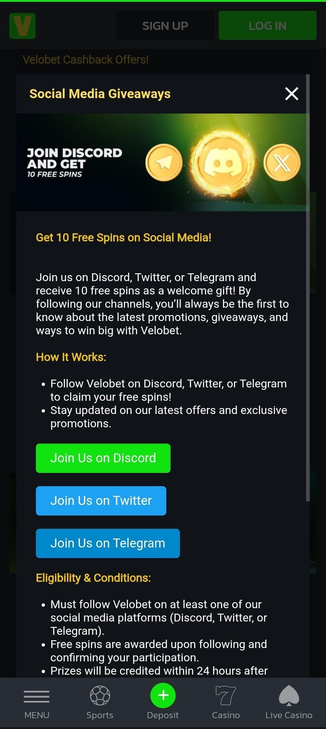 Velobet Casino Promotions