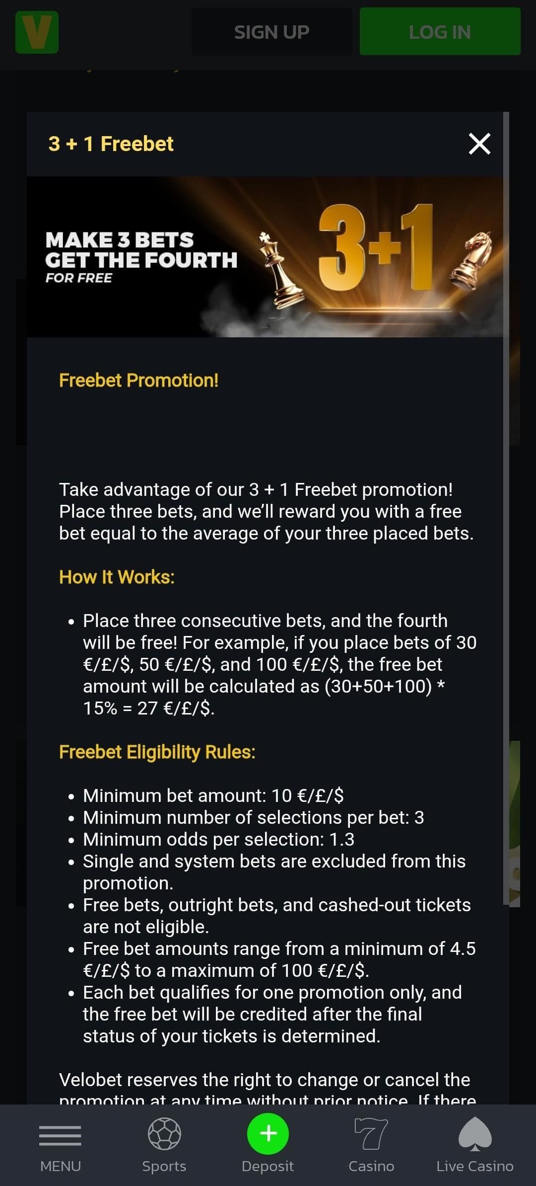 Velobet Sports Betting Promotions