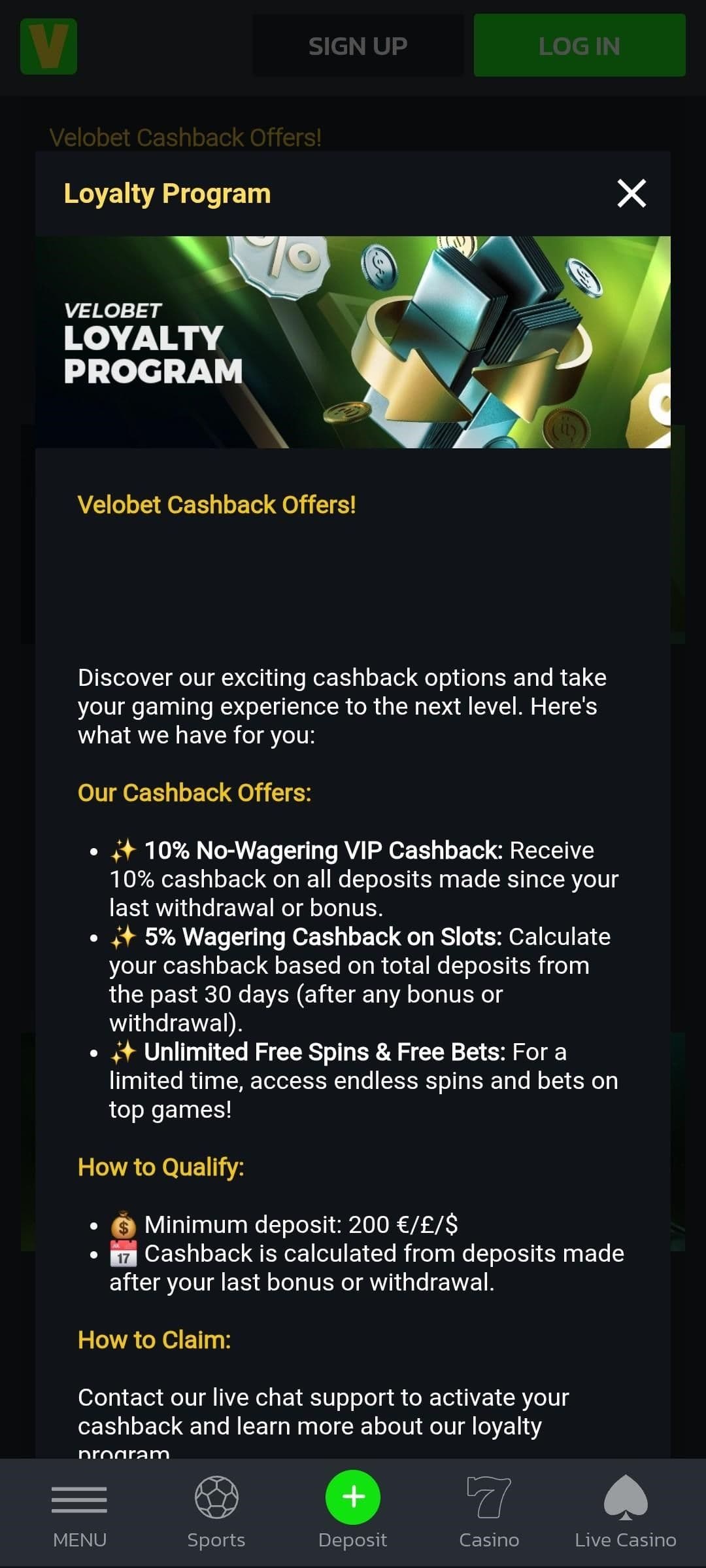 Velobet VIP Club & Loyalty Program