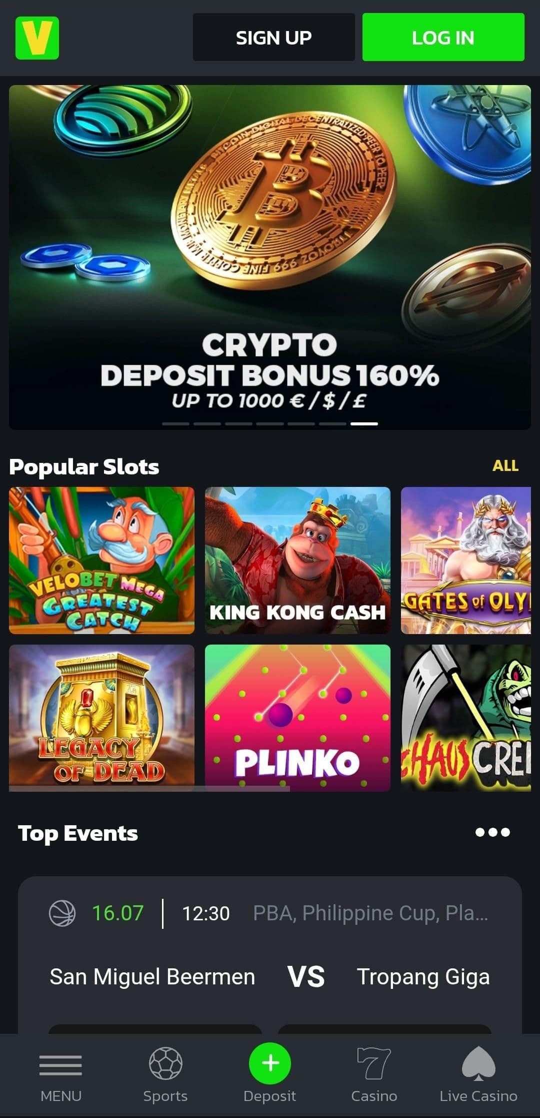 Visit the Velobet website