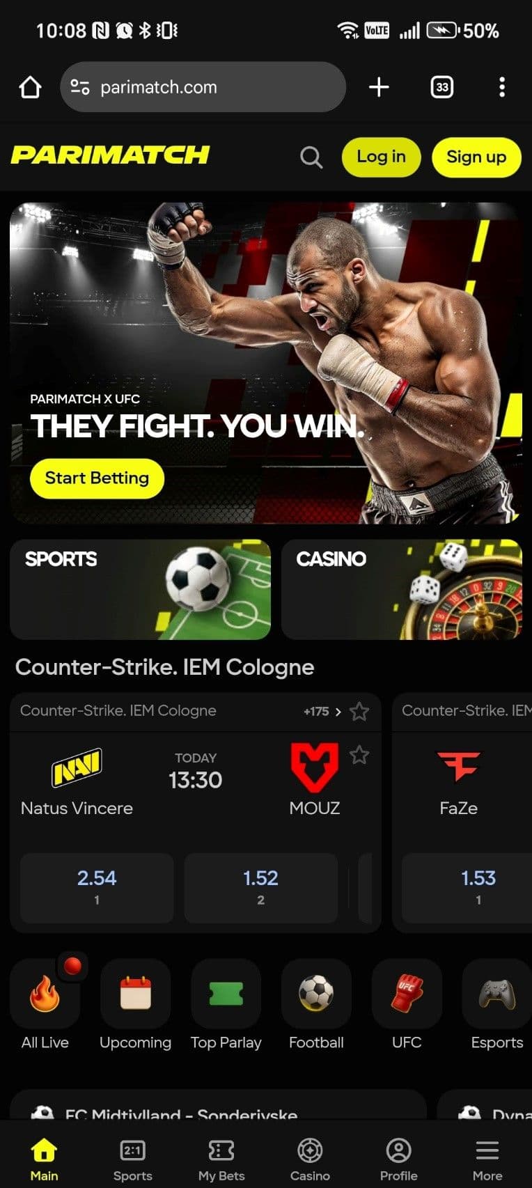 Visit the official Parimatch website