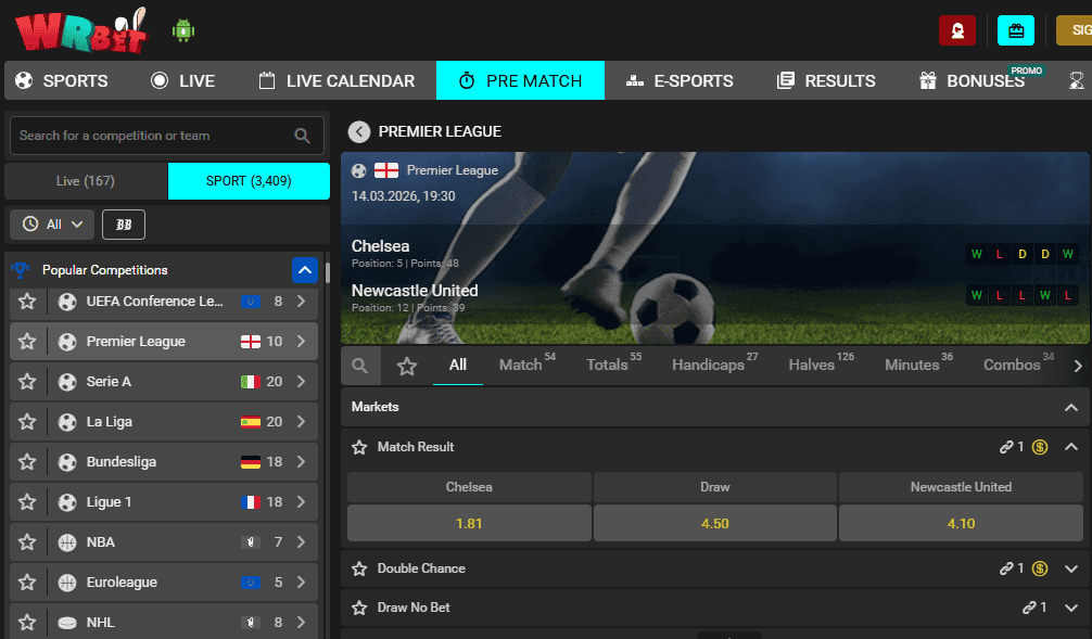 WRBet Sports Betting Odds 