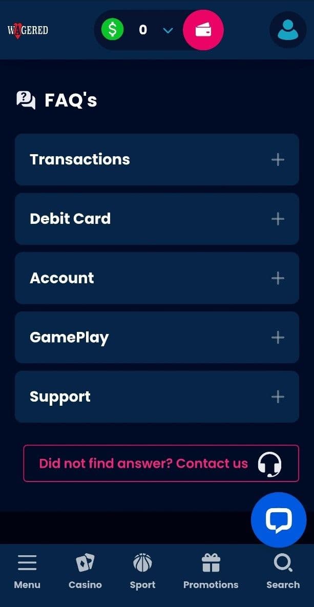 Wagered Casino Help Desk and FAQs  