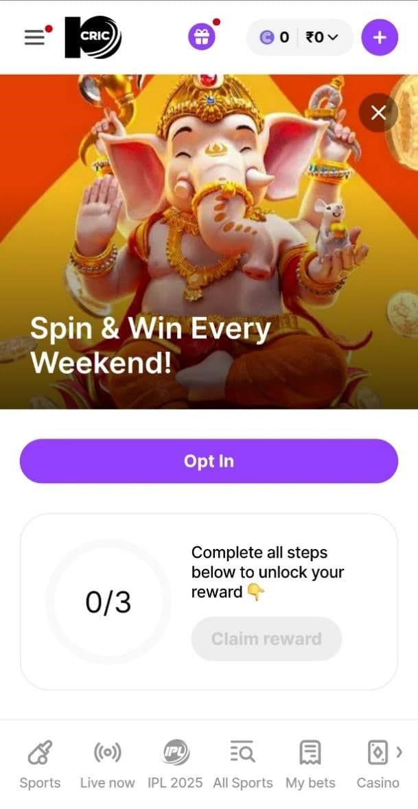 Weekends slots at 10CRIC