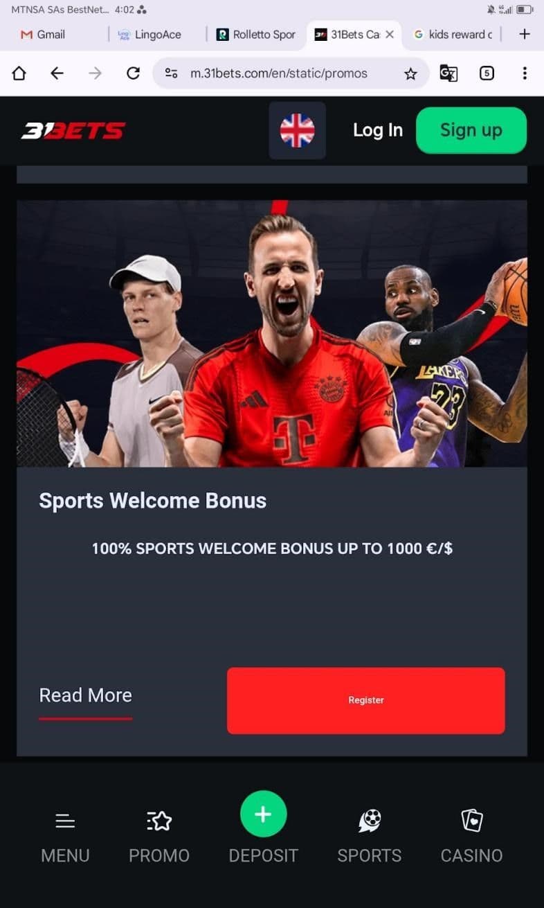 Welcome Bonus 31Bets 