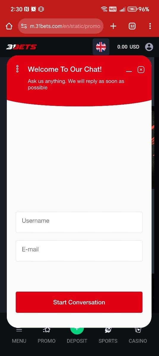 When to Contact 31 Bets Support