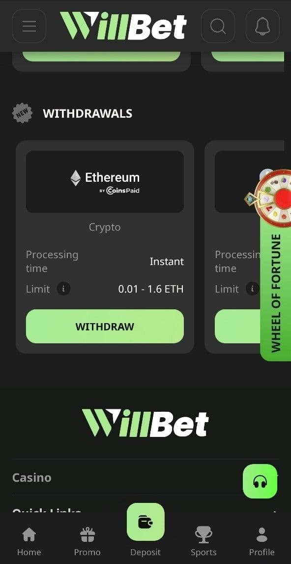 Willbet Withdrawal Methods