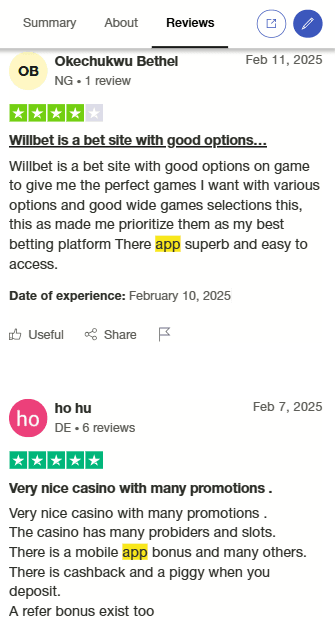 Willbet app reviews