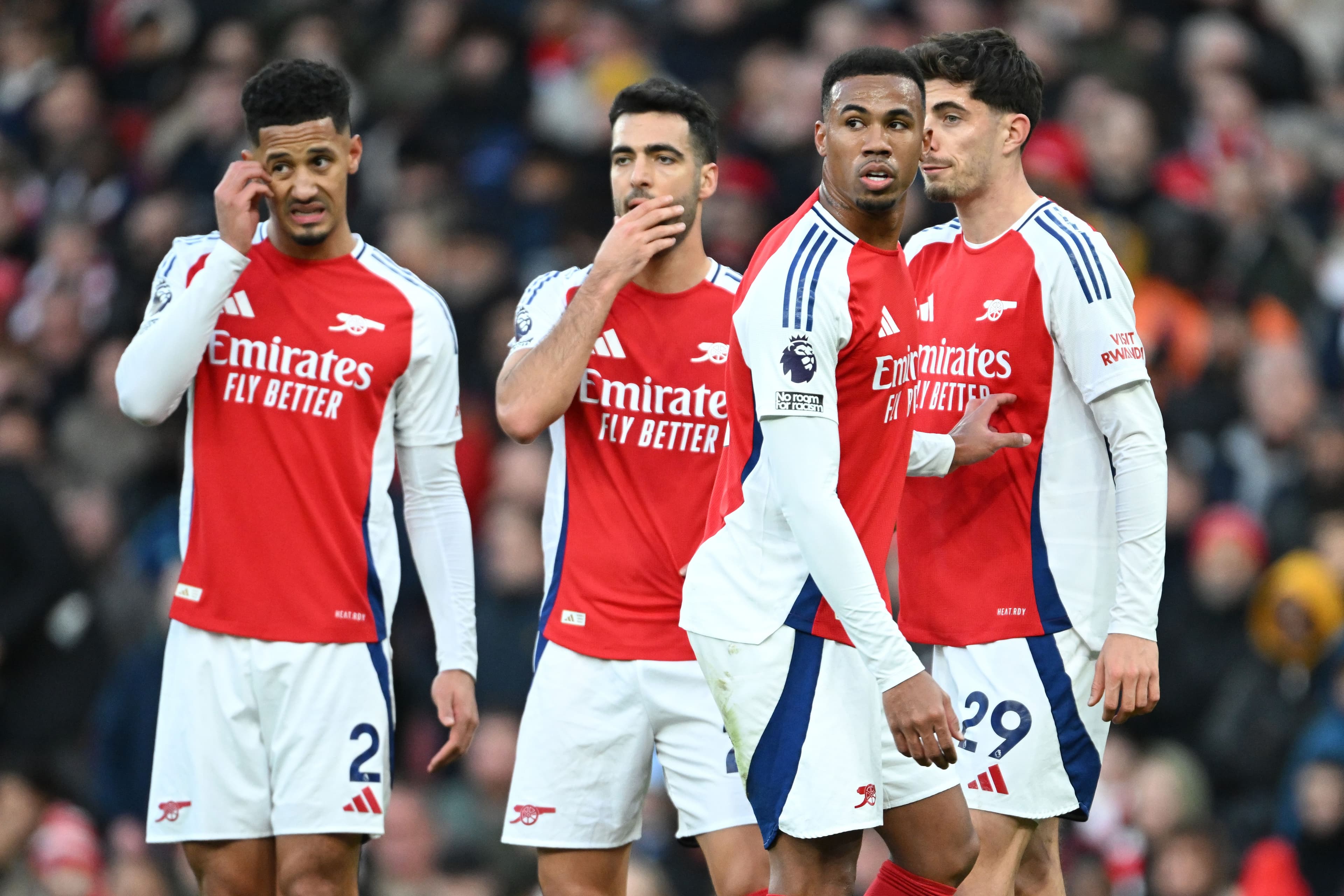 William Saliba, Mikel Merino, Gabriel and Kai Havertz