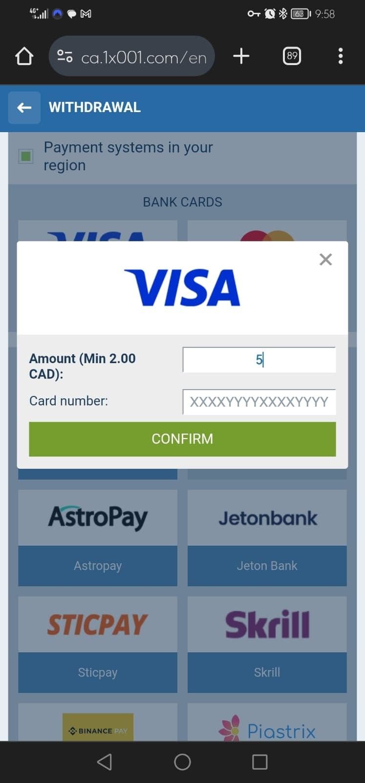 Withdraw Money from 1xBet