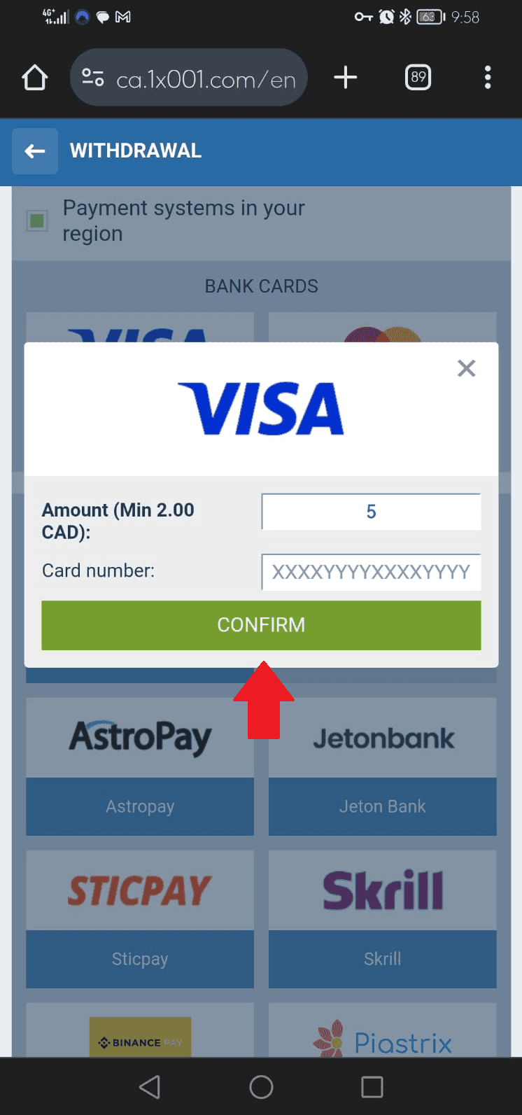 Withdraw Money from 1xBet