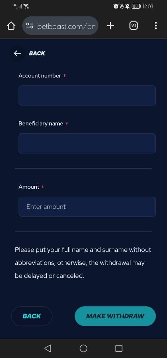 BetBeast Money Withdrawal Guide