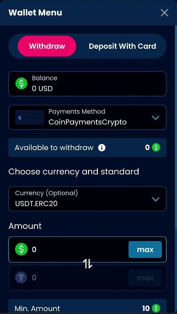 Withdraw from Wagered Casino