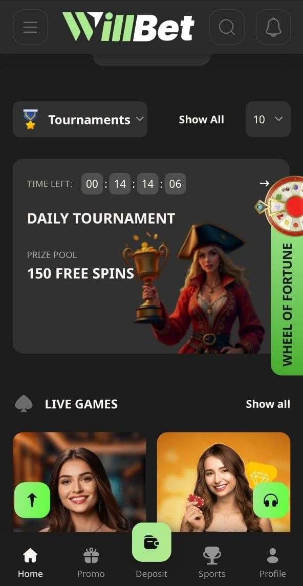 create an account at Willbet