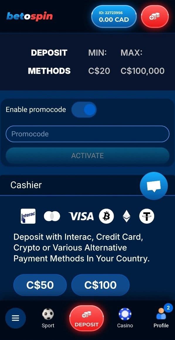 select the amount 