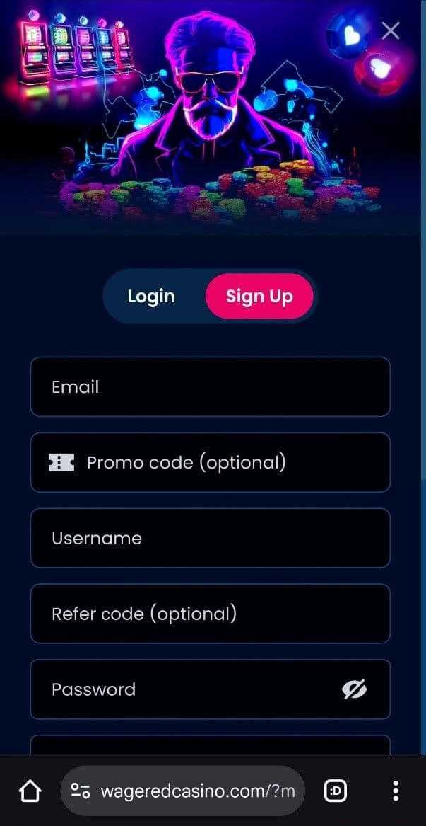 start your Wagered Casino registration