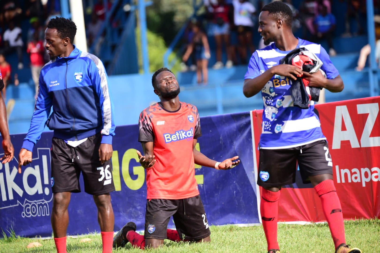 AFC Leopards players celebrating following scoring a goal in the Kenyan League