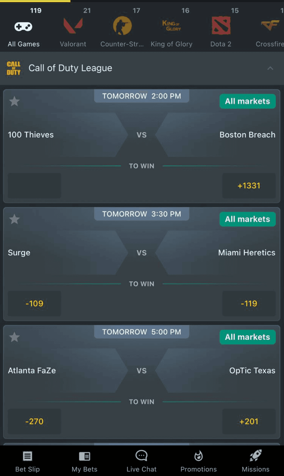 1Bet Esports Betting Review