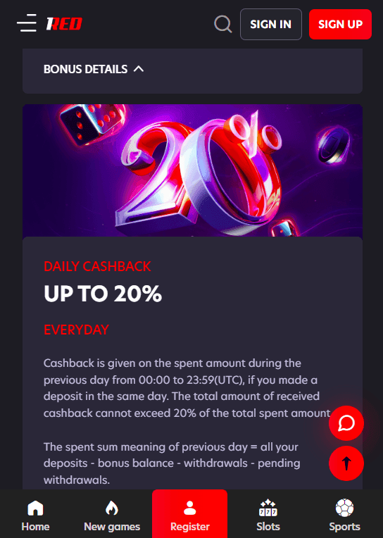1Red Cashback Offer
