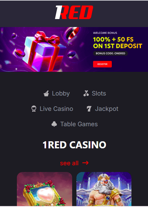 1Red Casino Welcome Bonus