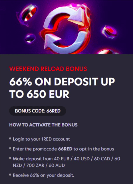 1Red Weekly Reload Bonus