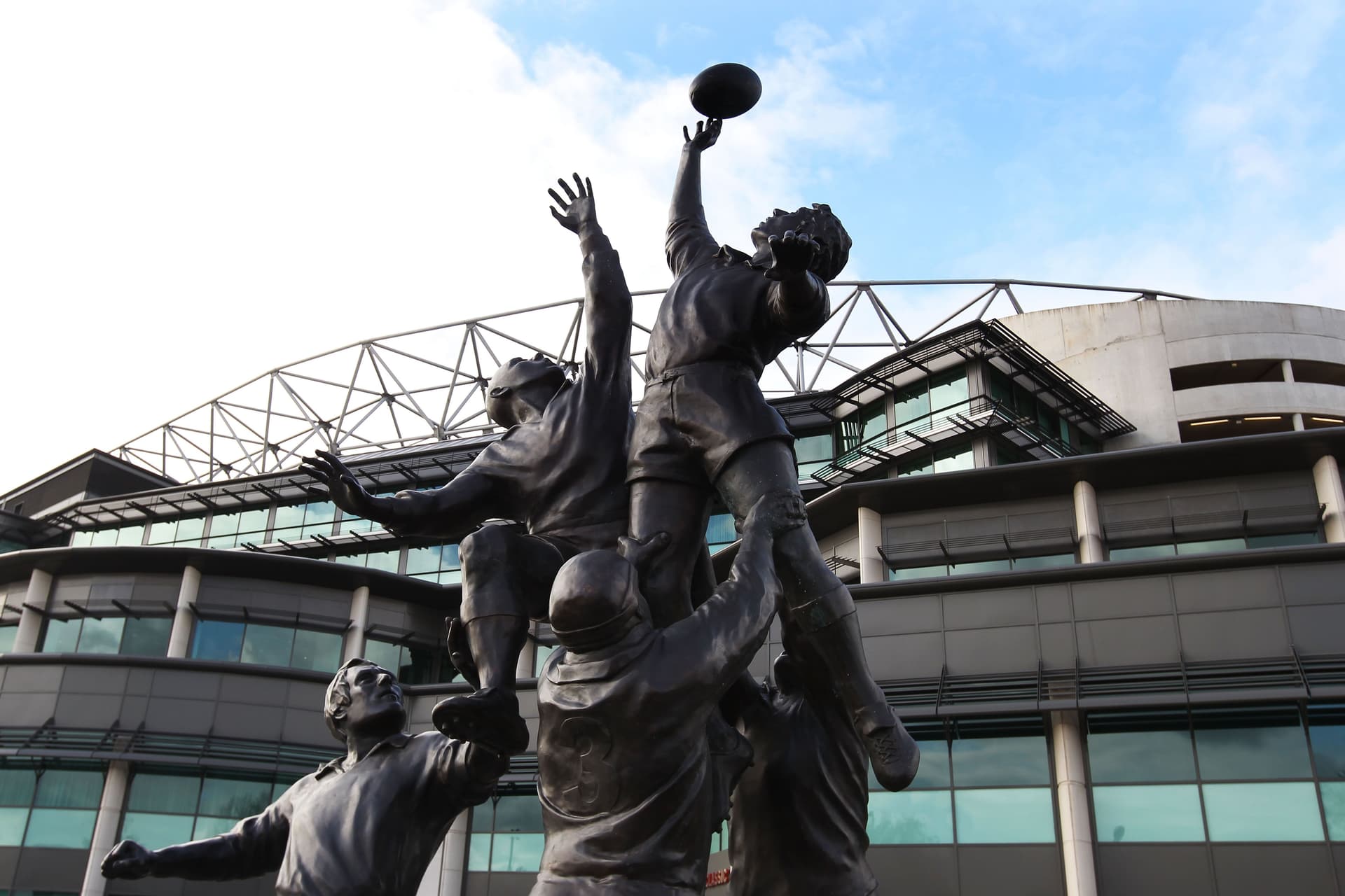 A general view of the statue erected outside of the South Stand prior to the Investec Challenge match between England and New Zealand at Twickenham Stadium