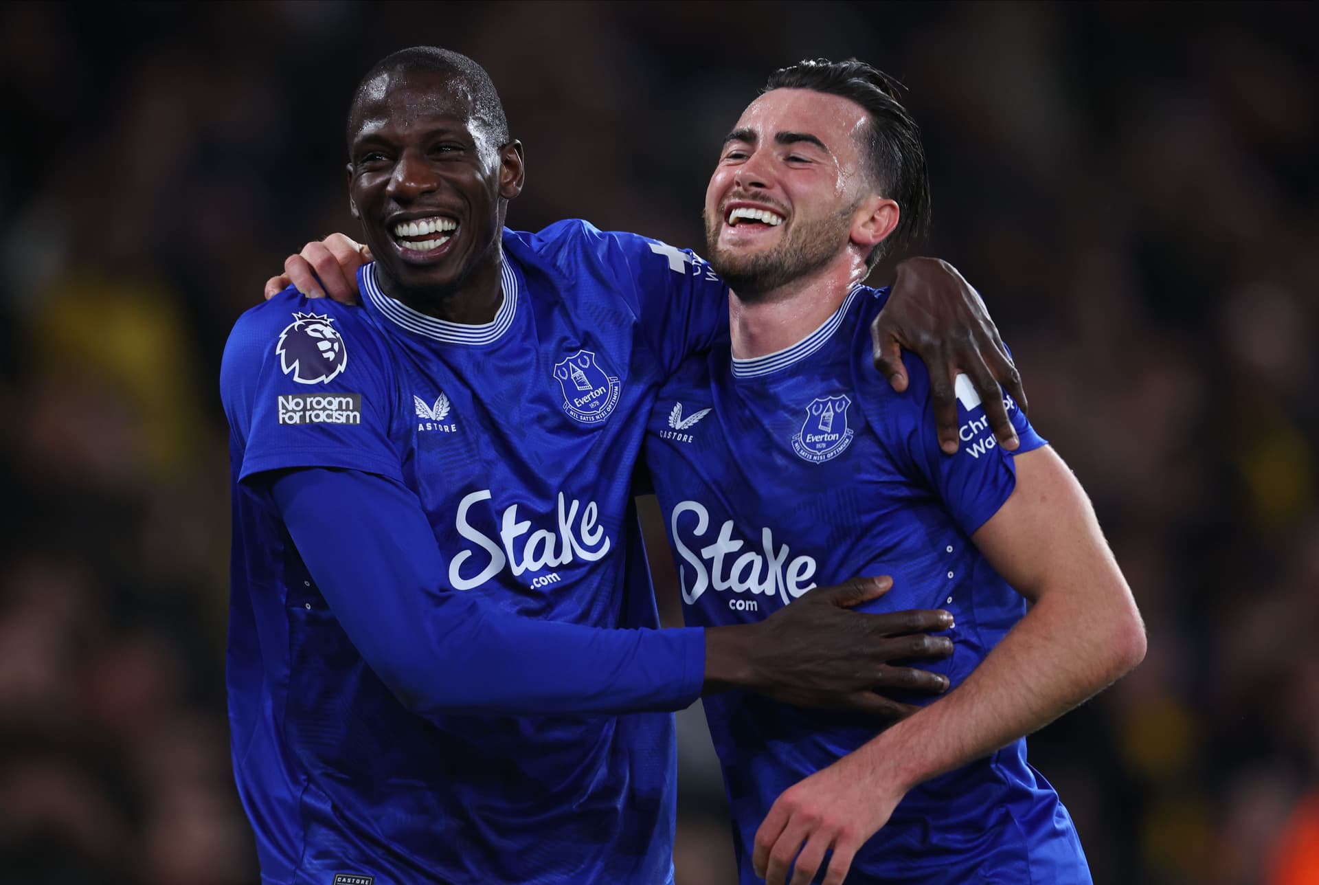 Abdoulaye Doucoure of Everton and Jack Harrison