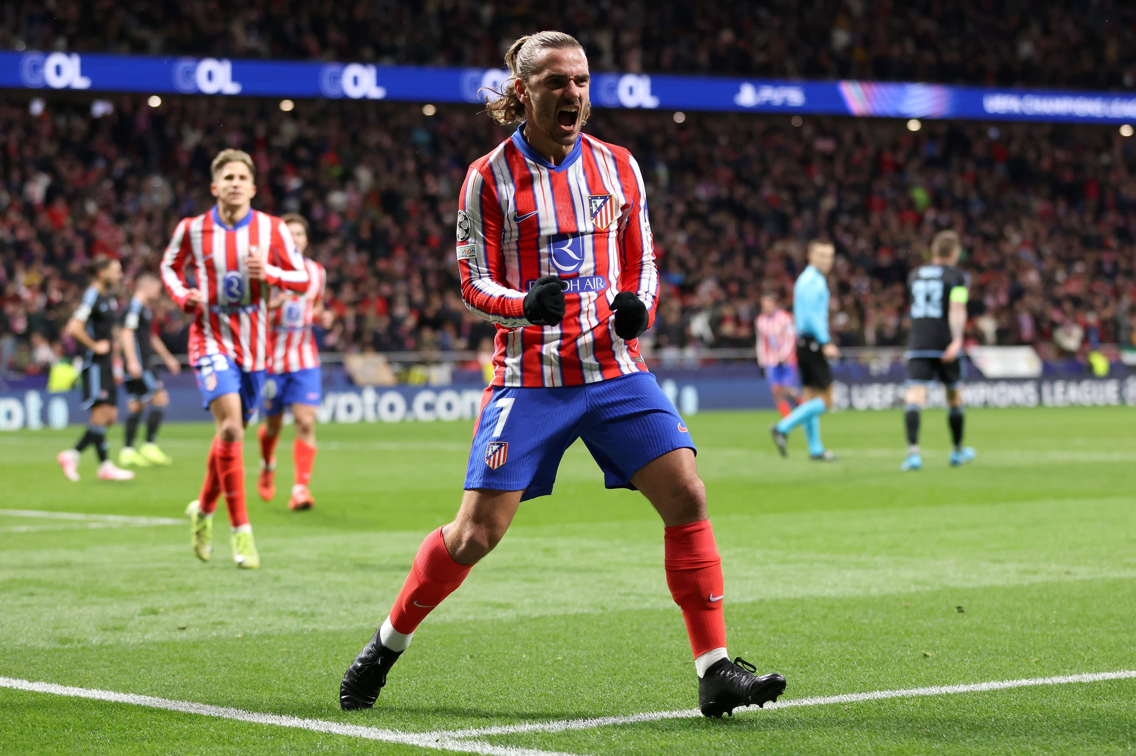 Antoine Griezmann of Atletico de Madrid celebrates scoring his team's second goal