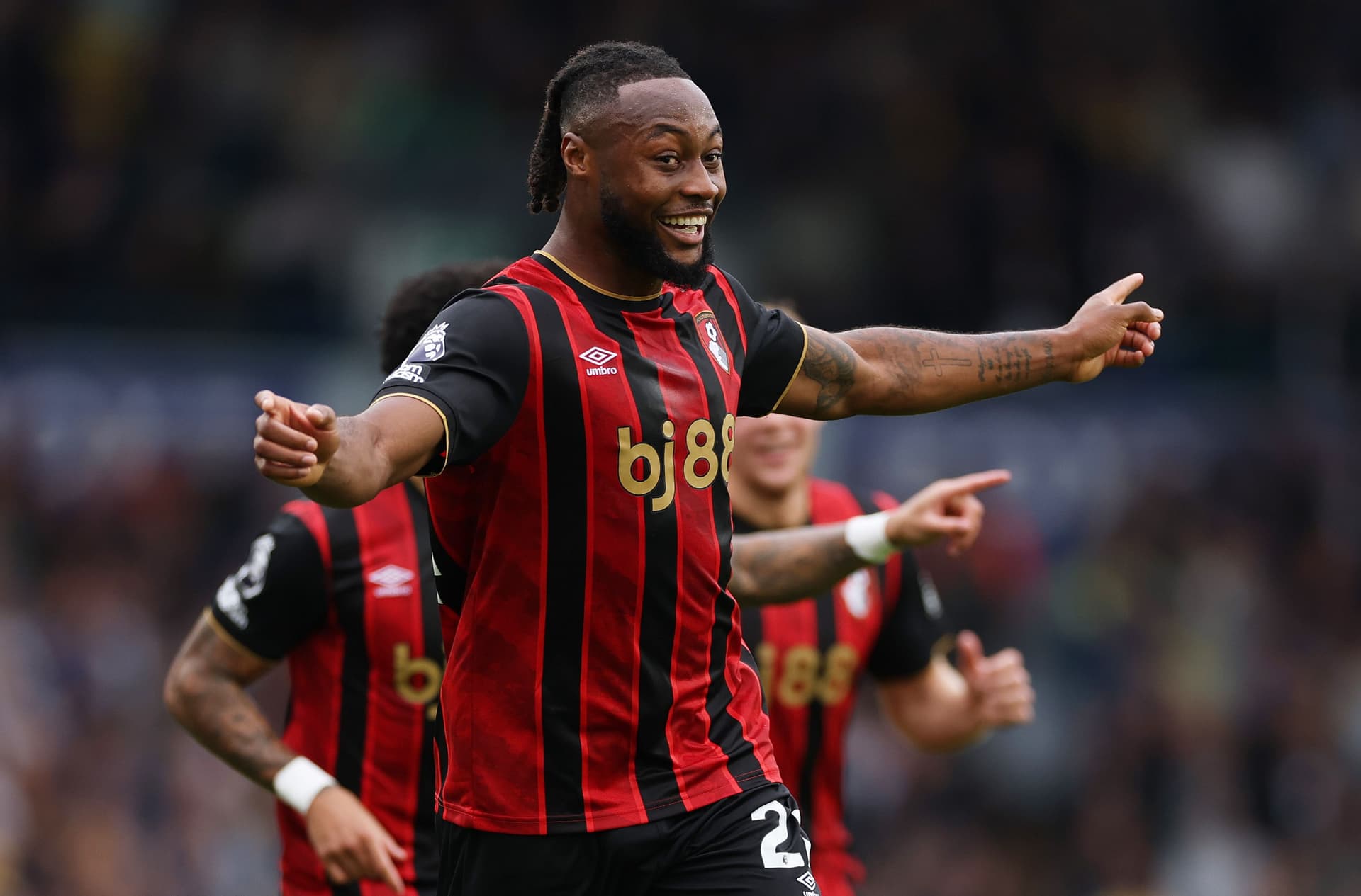 Antoine Semenyo of AFC Bournemouth celebrates scoring his team's first goal