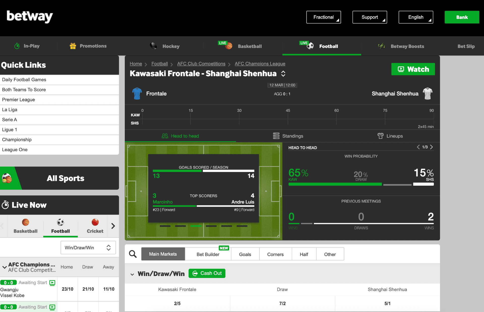 betway Live Betting & Streaming