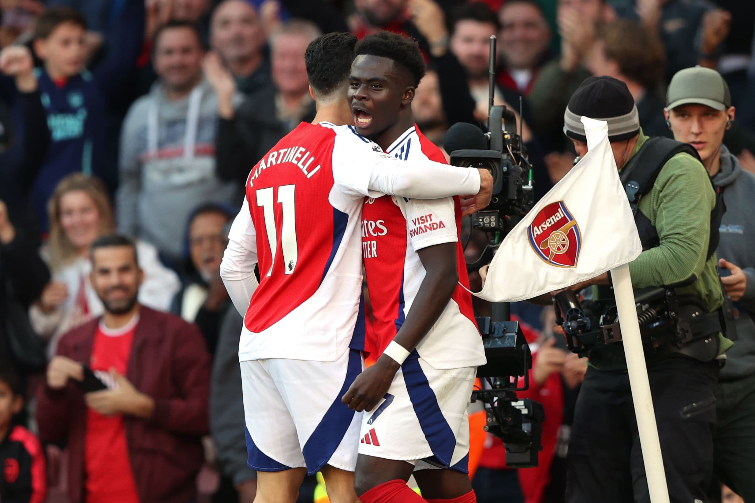 Bukayo Saka of Arsenal celebrates after scoring the third goal.jpg