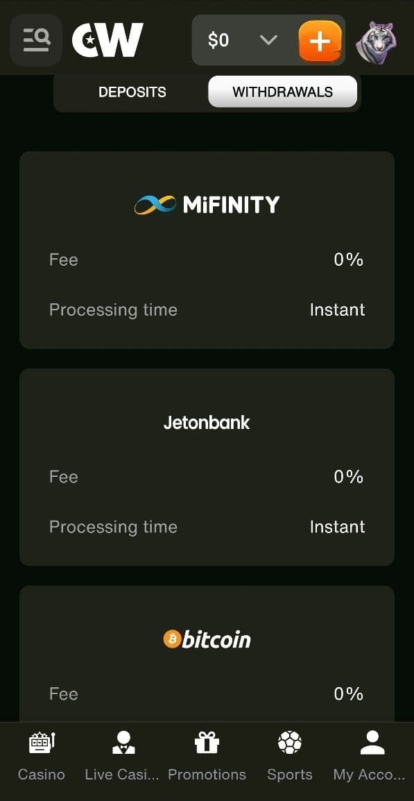 Cashwin Withdrawal Methods & Processing Times