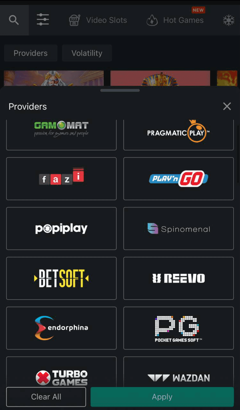 Casino Game Selection 1Bet