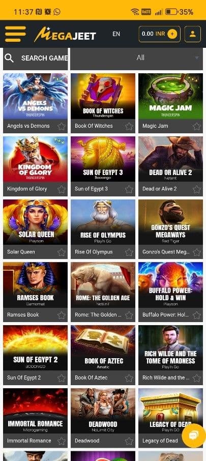 Casino Game Selection megajeet