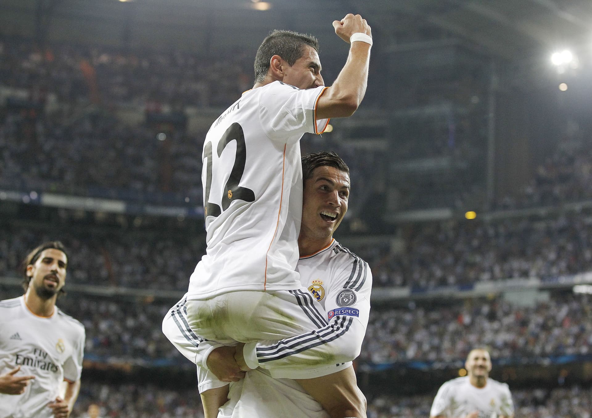 Cristiano Ronaldo celebrating with Angel di Maria