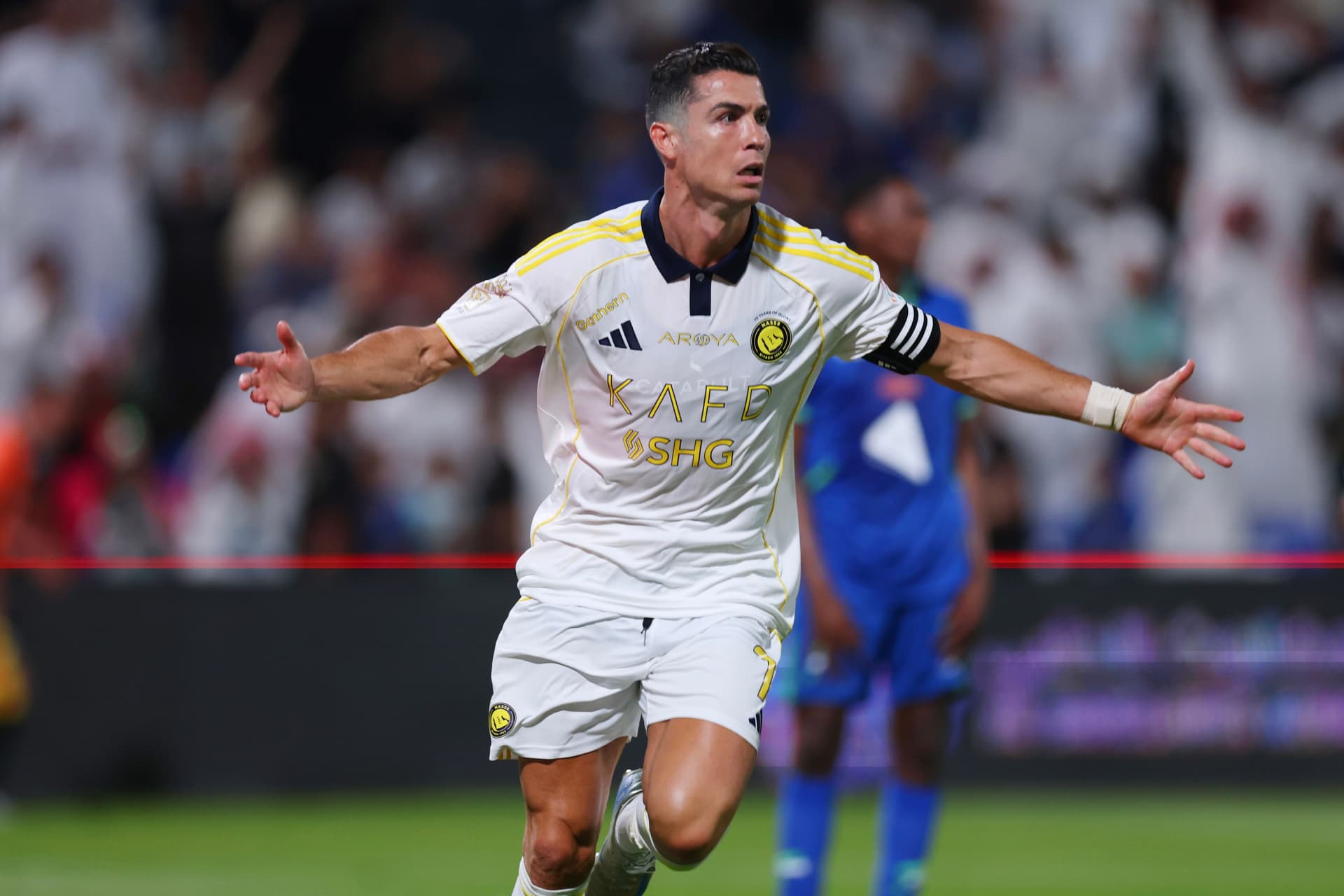 Cristiano Ronaldo of Al Nassr celebrating after scoring goal