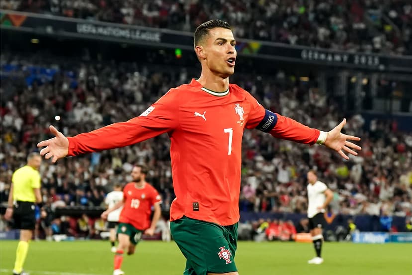 Cristiano Ronaldo of Portugal celebrates after scoring his team's second goal