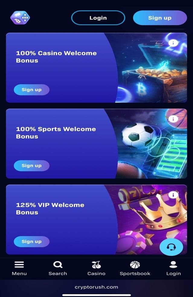 Cryptorush Have a Sports and Casino Welcome Bonus